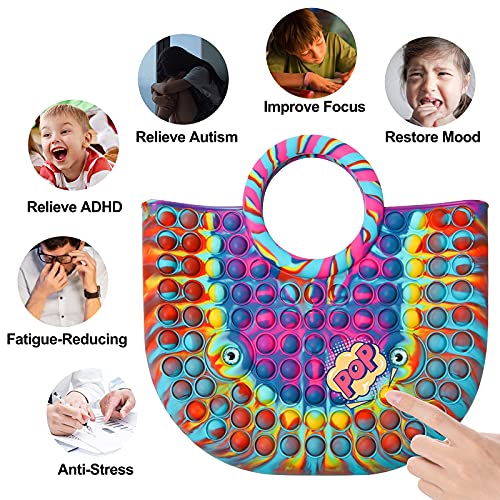 MILESTAR Pop Fidgets Bolso de Mano de Juguete, Multifuncional Pop Fidget Sensory Game Toys Tote Bag, Gran Capacidad para Mujeres, Regalos para niños, niñas (Color…