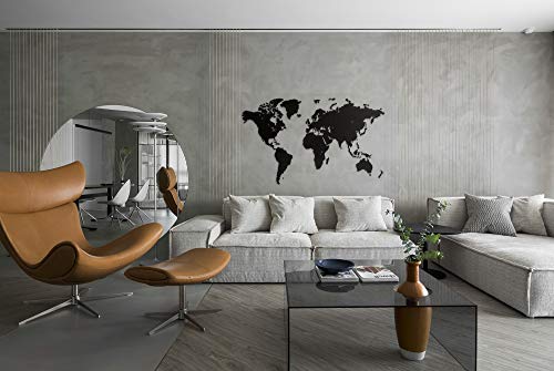 MiMi Innovations - Decoración de Pared de Mapa del Mundo de Madera 180 x 108 cm - Negro