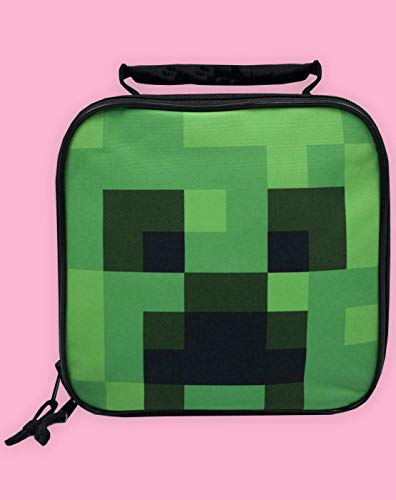 Minecraft Almuerzo Caja de Almuerzo Creeper Comida Escuela Contenedor Bolsa para Un tamaño