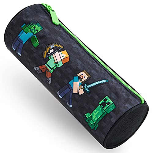 Minecraft Estuche Escolar, Material Escolar, Estuches Escolares 22 cm, Regalos Cumpleaños Niños Colegio (Negro)