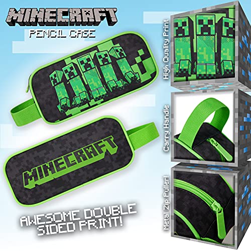 Minecraft Estuche Escolar Niño, Material Escolar, Estuches Escolares 21 cm, Regalos Cumpleaños Niños Colegio (Negro)