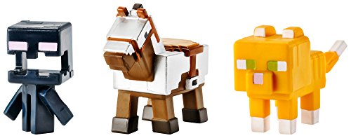 Minecraft Mini Figure 3-Pack, Armored Horse, Screaming Enderman & Tabby Cat by Mattel