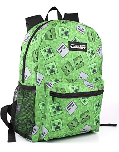 Minecraft mochila 4 pieza niños enredadera verde escuelas verdes mochila bolsa c Un tamaño