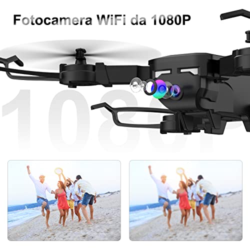 Mini Drone con cámara - 1080P HD FPV RC Drone X-PACK 9 Aplicación para teléfono móvil Control remoto RC Drone Quadrocopter con 2 baterías Lanzamiento de mosca 360 ° Flip Principiante Juguete para