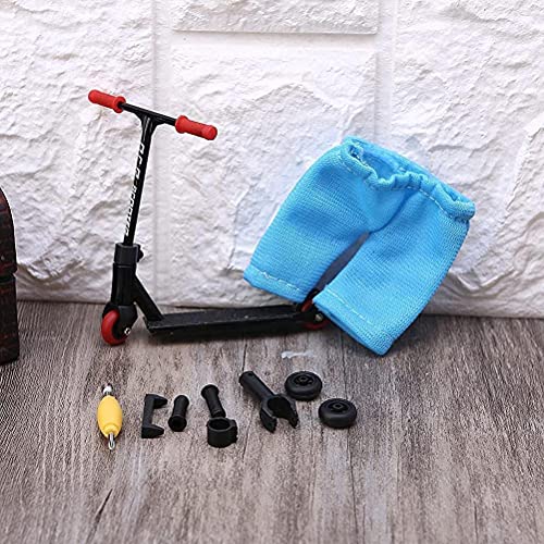 Mini juego de juguetes de dedo de aleación Scooter Modelo Set Mini dedo Scooter Interactivo Juguete de dedo Novedad Actividad sensorial Finger Scooter Skateboard Kit (negro)