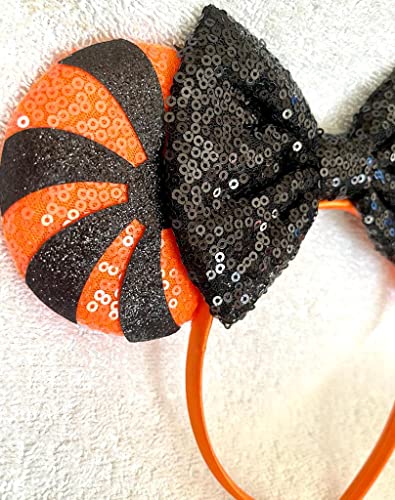 Minnie Mouse Negro secuencia brillo calabaza naranja orejas diadema Halloween para niños y adultos