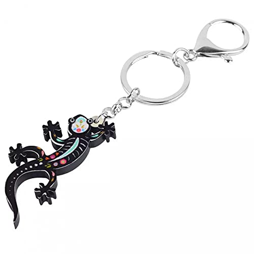 MINTUAN Acrílico Halloween Floral Gecko Lizard Llaveros Llavero Animal Encantador Joyería para Mujeres Niños Hombres Regalo