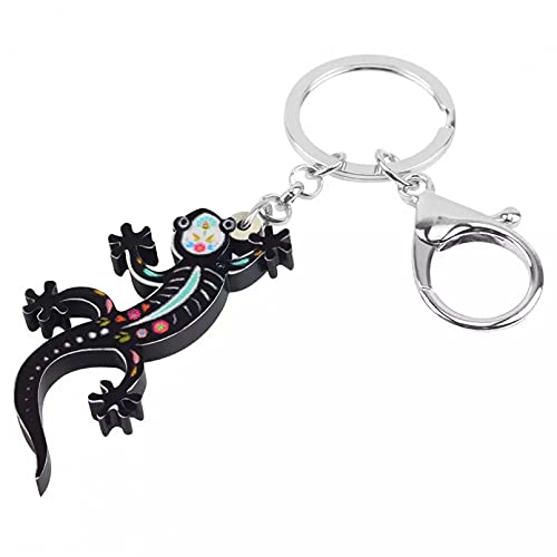 MINTUAN Acrílico Halloween Floral Gecko Lizard Llaveros Llavero Animal Encantador Joyería para Mujeres Niños Hombres Regalo