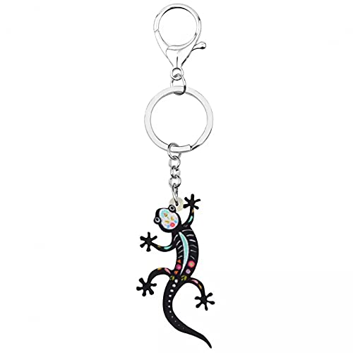 MINTUAN Acrílico Halloween Floral Gecko Lizard Llaveros Llavero Animal Encantador Joyería para Mujeres Niños Hombres Regalo