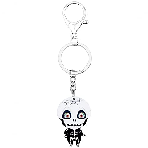 MINTUAN Llaveros acrílicos de Calavera de Halloween, Llavero con Estampado, joyería para Mujeres, niños, niñas, Regalo novedoso