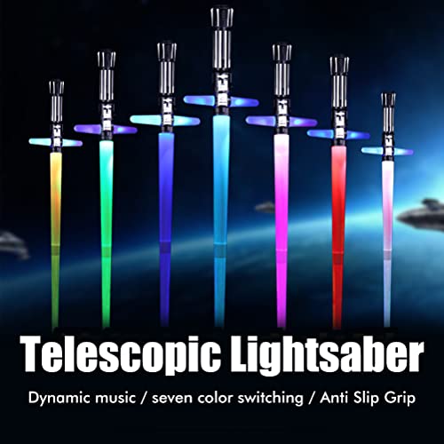 Miokycl Espada luminosa LED Star Wars con 6 efectos de luz y sonido, 7 luces de cambio de color, plegable, juguete para coleccionar