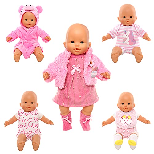 Miunana 5 Vestidos Verano Casual Ropas para 14- 18 Pulgadas Muñeca bebé Baby Dolls