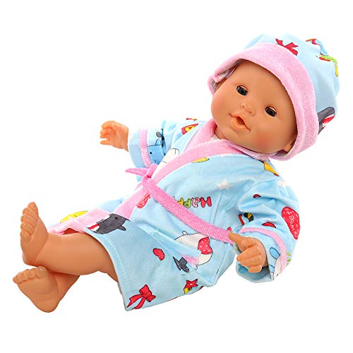 Miunana Pijama Azul + Sombrero para Muñecas Bebés De 14 A 16 Pulgadas (36 CM A 42 CM) （No Incluye muñeca）