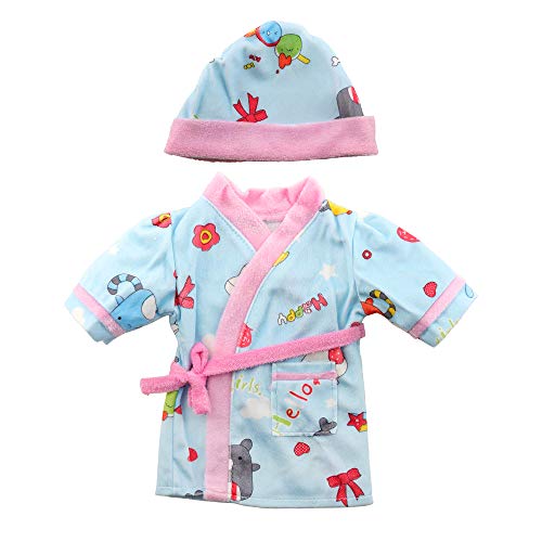 Miunana Pijama Azul + Sombrero para Muñecas Bebés De 14 A 16 Pulgadas (36 CM A 42 CM) （No Incluye muñeca）