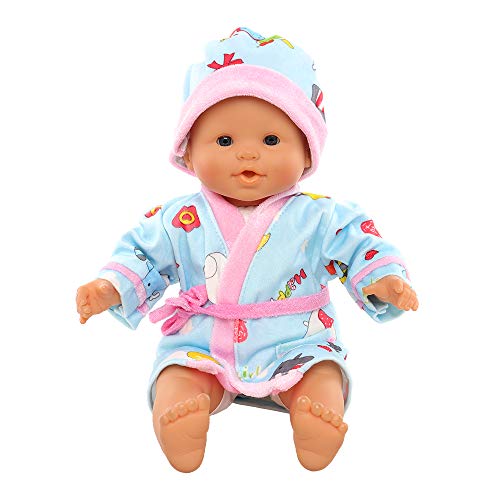 Miunana Pijama Azul + Sombrero para Muñecas Bebés De 14 A 16 Pulgadas (36 CM A 42 CM) （No Incluye muñeca）