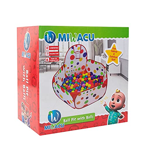 Miwacu Piscina de Bolas + 100 Bolas Piscina Infantil Incluidas - Piscina Bolas Bebe con Canasta de Baloncesto - Piscina de Bolas para Bebes con 100 Bolas para Piscina Infantil Libre de tóxicos