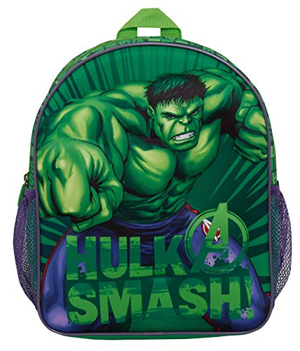 Mochila 3D increíble Hulk para niños de Marvel Vengadores escolar, almuerzo y viaje