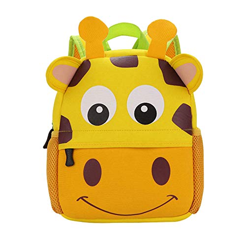 Mochila Infantil para Niños Primaria Pequeña Guardería Mochila Preescolar para Niños de 2-5 Años Dibujo de Animal Lindo (Jirafa, 21 * 8 * 26CM)