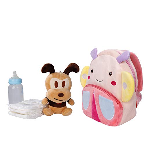 Mochila para Niños de Dibujos Animados Animales 3D Suave Mochila de Felpa para Infantil Niño Niña de 2 a 4 años, Mariposa