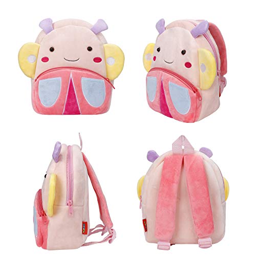 Mochila para Niños de Dibujos Animados Animales 3D Suave Mochila de Felpa para Infantil Niño Niña de 2 a 4 años, Mariposa