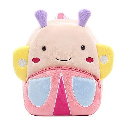 Mochila para Niños de Dibujos Animados Animales 3D Suave Mochila de Felpa para Infantil Niño Niña de 2 a 4 años, Mariposa