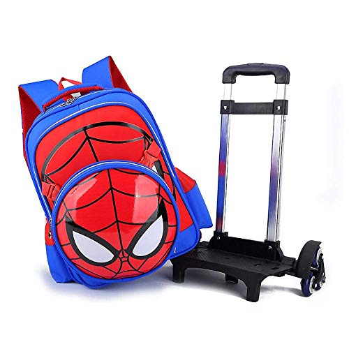 Mochila Trolley - Escuela Primaria Spiderman 3D Impreso Niños del Bolso De Balanceo Primaria Laminado Bolsa De Libros para Niños Mochila