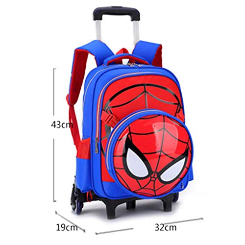 Mochila Trolley - Escuela Primaria Spiderman 3D Impreso Niños del Bolso De Balanceo Primaria Laminado Bolsa De Libros para Niños Mochila