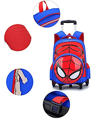 Mochila Trolley - Escuela Primaria Spiderman 3D Impreso Niños del Bolso De Balanceo Primaria Laminado Bolsa De Libros para Niños Mochila