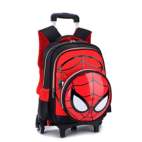 Mochila Trolley - Escuela Primaria Spiderman 3D Impreso Niños del Bolso De Balanceo Primaria Laminado Bolsa De Libros para Niños Mochila