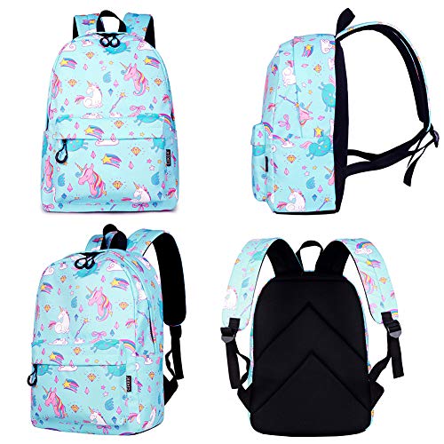 Mochilas Escolares Infantiles Mochila Unicornio Niña Colegio Casual Mochila Ligero Escuela Bolsa Lindo Printing Viajes Mochilas para Las Niños con Llavero (Estilo 4-Azul)