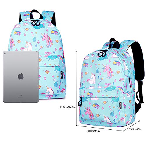 Mochilas Escolares Infantiles Mochila Unicornio Niña Colegio Casual Mochila Ligero Escuela Bolsa Lindo Printing Viajes Mochilas para Las Niños con Llavero (Estilo 4-Azul)