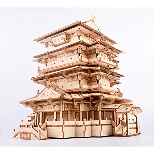 MOEGEN 3D Puzzle Madera Kit, Puzzle Cortado con Láser Juego de Construcción Mecánica - Regalo Creativo para Niños y Adultos (Tengwang Pavilion)