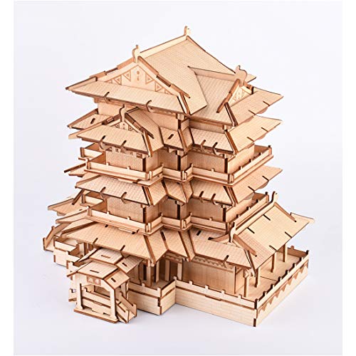 MOEGEN 3D Puzzle Madera Kit, Puzzle Cortado con Láser Juego de Construcción Mecánica - Regalo Creativo para Niños y Adultos (Tengwang Pavilion)