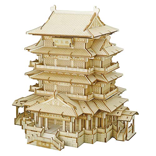 MOEGEN 3D Puzzle Madera Kit, Puzzle Cortado con Láser Juego de Construcción Mecánica - Regalo Creativo para Niños y Adultos (Tengwang Pavilion)