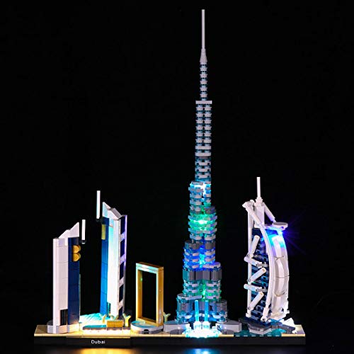 MOEGEN Juego de iluminación LED para arquitectura Lego Skylines: Dubai, juego de iluminación compatible con modelo Lego 21052 (no incluye modelo Lego)