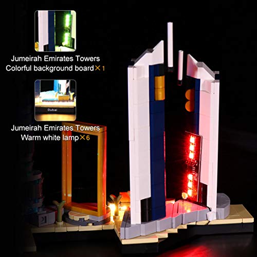 MOEGEN Juego de iluminación LED para arquitectura Lego Skylines: Dubai, juego de iluminación compatible con modelo Lego 21052 (no incluye modelo Lego)