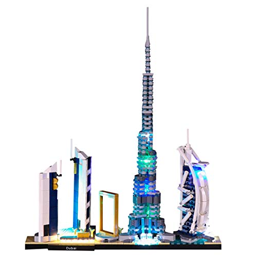 MOEGEN Juego de iluminación LED para arquitectura Lego Skylines: Dubai, juego de iluminación compatible con modelo Lego 21052 (no incluye modelo Lego)