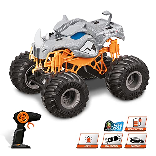 Mondo -63684 Mondo Motors Monster Trucks RhINOMITE-Kit Battery Pack Incluso-Coche teledirigido para niños gris/negro-63684, Color Livrea Hot Wheels, 63684