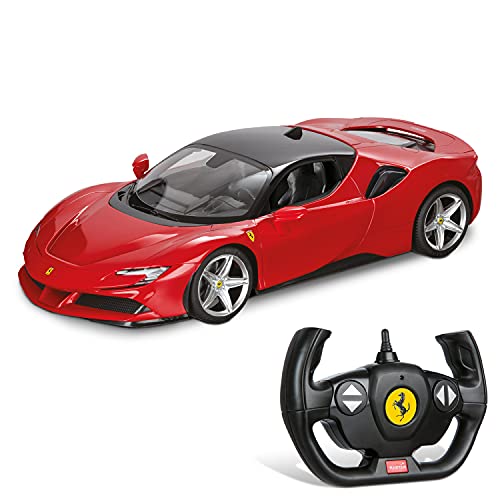 Mondo Mondo-63659 Motors – Coche teledirigido Ferrari R/C – Modelo SF90 Calle a Escala 1/14 – Auto Juego para niño – 63659, Color Negro