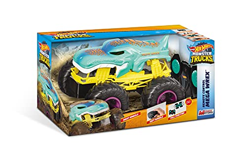 Mondo Mondo-63680 Motors Monster Trucks Mega Wrex-Coche teledirigido para niños 2.4 GHz Verde/Amarillo/Negro-63680, Color Livrea Hot Wheels, 63680