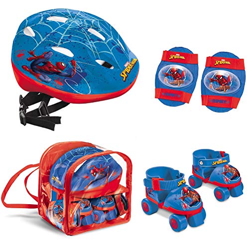 Mondo- pattini a rotelle regolabili Spider-Man Set Completo Toys 28629-Patines de Ruedas Ajustables para niños, diseño Marvel, Talla 22 a 29 (28629)