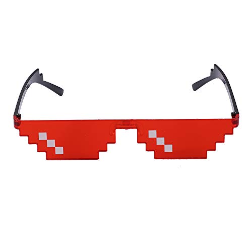 Mosaico Unisex Cool Glasses 8 bit Pixelated Fashion Eyewear Photo Props Gafas de Sol de Juguete para Fiesta Piscina Sombreado Rojo