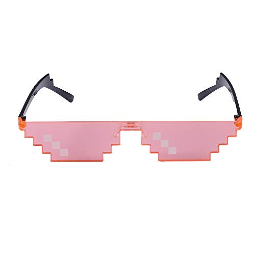 Mosaico Unisex Cool Glasses 8 bit Pixelated Fashion Eyewear Photo Props Gafas de Sol de Juguete para Fiesta Piscina Sombreado Rojo