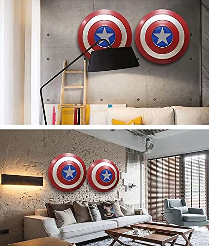 MRMRMR Escudo Capitan America Metal Adulto Apoyos de PelíCula NiñOs CapitáN AméRica Shield CapitáN Disfraz,Creative Shield Bar Decoración Reloj De Pared 32cm/47cm/60cm