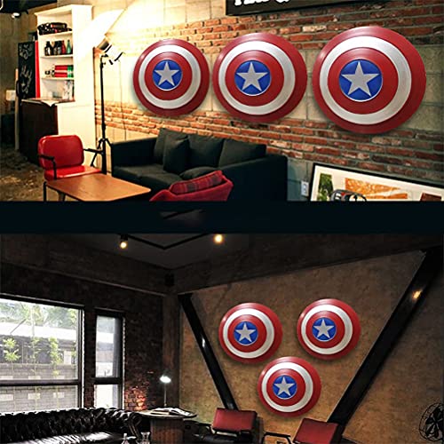 MRMRMR Escudo Capitan America Metal Adulto Apoyos de PelíCula NiñOs CapitáN AméRica Shield CapitáN Disfraz,Creative Shield Bar Decoración Reloj De Pared 32cm/47cm/60cm