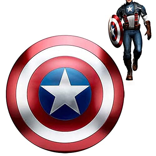 MRMRMR Escudo Capitan America Metal Adulto Apoyos de PelíCula NiñOs CapitáN AméRica Shield CapitáN Disfraz,Creative Shield Bar Decoración Reloj De Pared 32cm/47cm/60cm