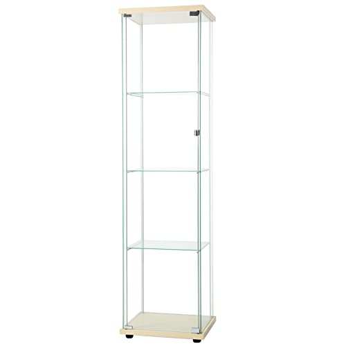 Mueble Vitrina de Cristal, Vitrina de Modelado,Vidrio Templado, Protección A Prueba De Polvo, Vitrina, Caja De Tienda para Libros, para Salón, Oficina, Estudio 64 "x 17" x 14.5 ",naturalwoodcolor