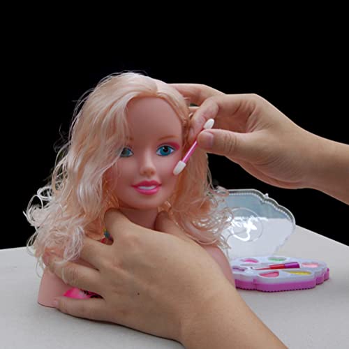 Muñeca con Cabeza de Peinado para niños, Juego de Maquillaje con Cabeza de Peinado de 17 Piezas, muñecas de Princesa con Cabeza de Peinado, Modelo de Maquillaje y Accesorios para el Cabello