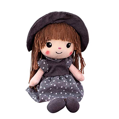 MuñEca Detrapo, MuñEca De Trapo Esponjosa, Peluche Regalo De NiñA Juguete De Peluche Cute Little Girls Dolls Companion Toys para Regalos De CumpleañOs De Navidad (40cm, Gris)