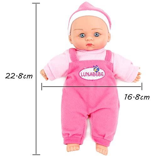 Muñeco Bebe Reborn Reales Muñecas para Niñas 22.8 cm con 9 Accesorios Muñecos Bebe Blandito Interactivo Bebes Muñecos Juguetes Niños 3 4 5 6 Años (Color Rosa)